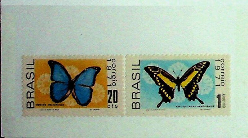 BRAZIL Sc 1185-6 LH ISSUE OF 1971 - BUTTERFLIES - (JA25)
