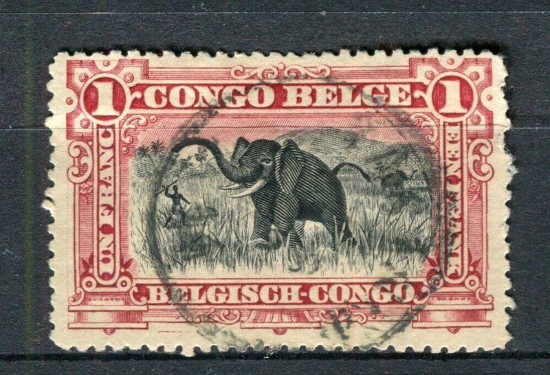 BELGIUM CONGO; Early 1900s classic Pictorial issue used 1Fr. value