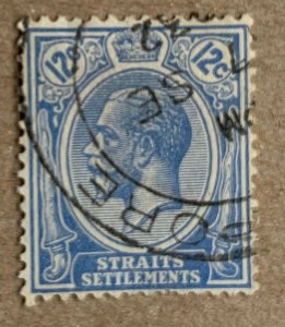 Straits Settlements 1922 KGV 12c, used. Scott 192, CV $0.25. SG 232