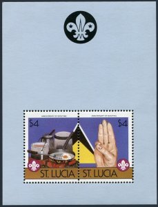 St Lucia 823-824, MNH. Mi Bl.45-46. Scouting 1986. Girl Guides-75. Baden Powell.