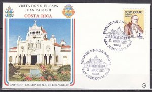 Costa Rica, Scott cat. 02/MAR/83 Cancel. Pope John Paul II visit . ^