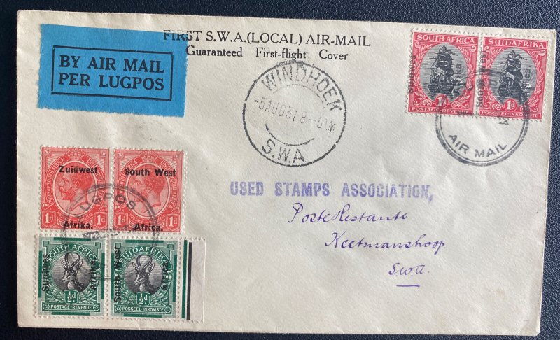 1931 Windhoek South West Africa First Local Flight Airmail Cover To Keetmanshop