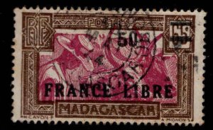 Madagascar Scott 239 Used France Libre surcharged  overprint
