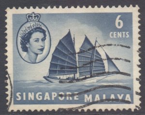 Malaya Singapore Scott 32 - SG42, 1955 Elizabeth II 6c used