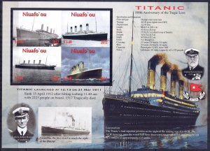 Niuafo'ou / Tonga 2012 Ships Titanic Mi. 457/60 Imperf. MNH