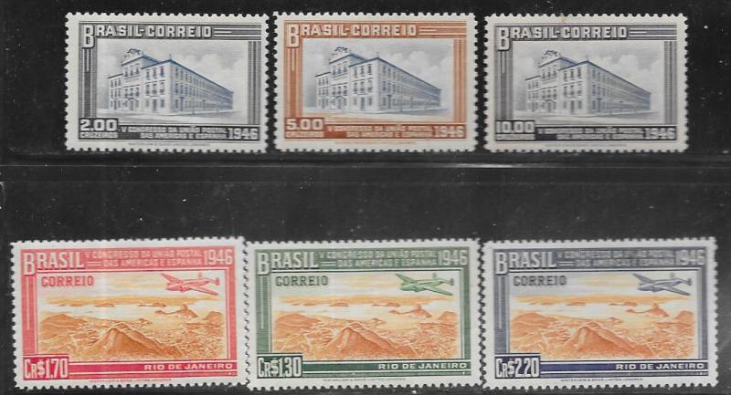 Brazil #644-649 Post Office & Bay of Rio (MLH)  CV $9.10