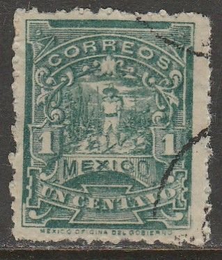 MEXICO 257, 1¢ MULITA WMK RM INTERLACED. USED. F-VF. (835)