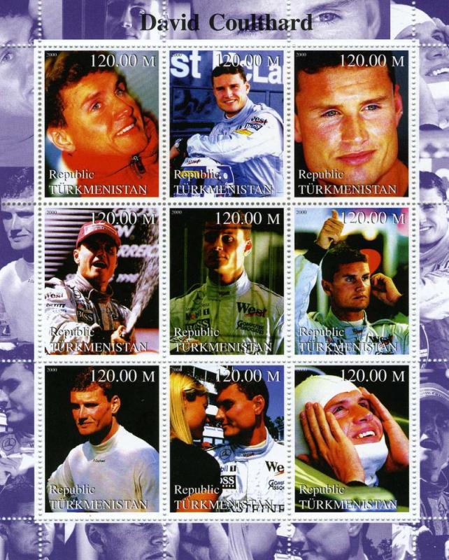 Turkmenistan 2000 DAVID COULTHARD Formula Sheet Perforated Mint (NH)