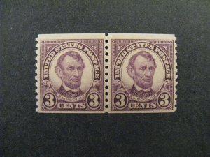 US #600 Pair Mint Hinged OG p2406.6848