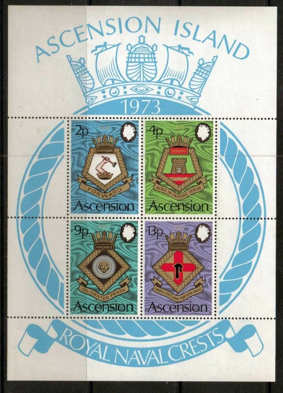 ASCENSION SGMS170 1973 NAVY CRESTS MNH 