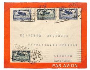 MOROCCO Casablanca Air Mail Red Border Cover 1928 France Cols Album Page AG115