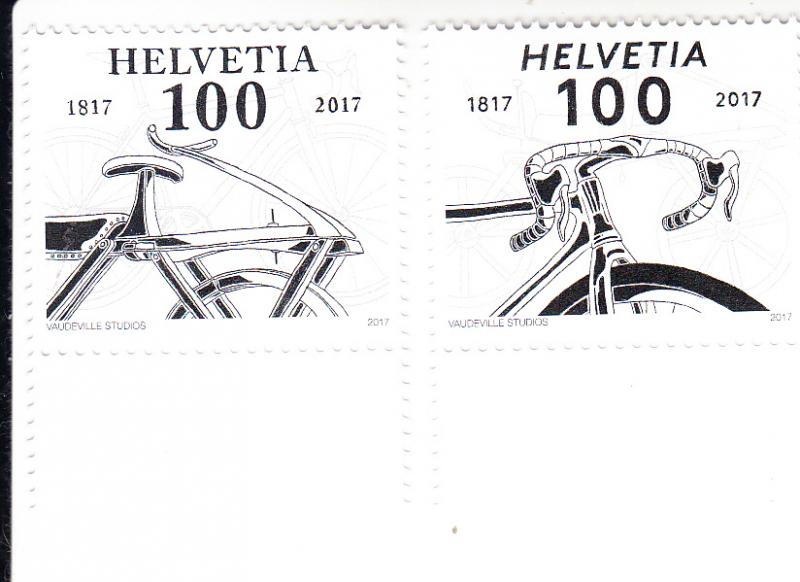 2017 Switzerland Bicycles (2) (Scott 1627-28) MNH