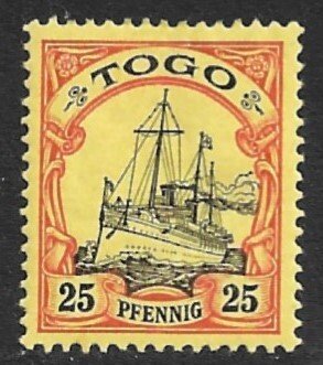 TOGO 1900 GERMANY 25pf Kaiser's Yacht Issue Sc 11 MH