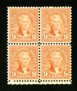 US Stamps # 641 Superb OG NH Block 4