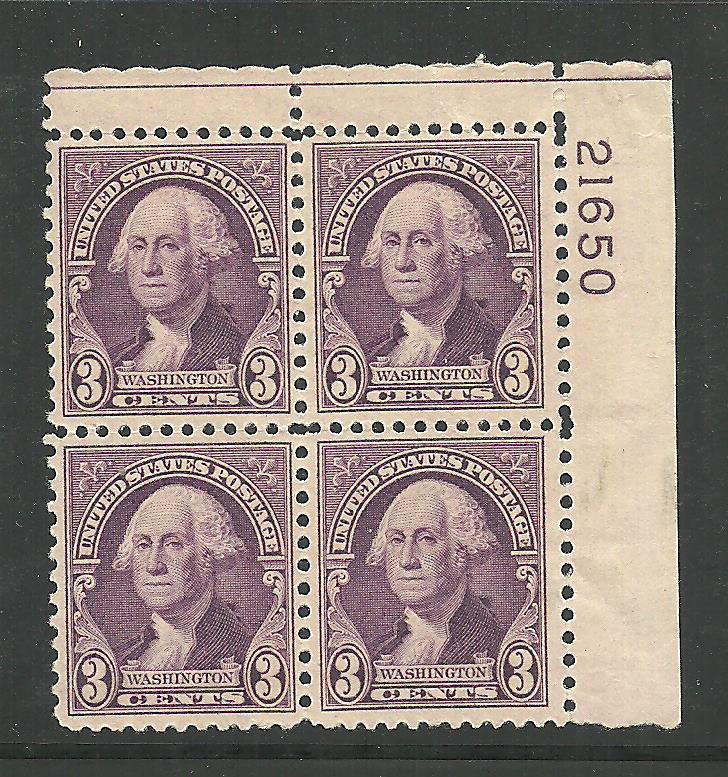 #720 Washington  Plate Block LH #21650