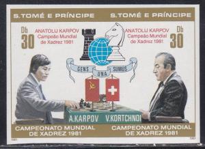 St. Thomas & Prince # 624, World Chess Championships, Imperf, NH