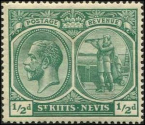 St Kitts and Nevis SC# 37 KGV & Columbus 1/2d MH