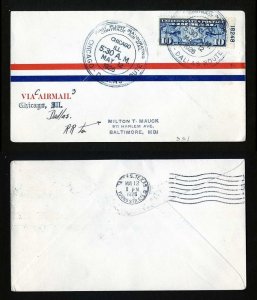 # C7 on CAM # 3 First Flight cover, Chicago, IL to Dalas, TX - 5-12-1926 - # 2