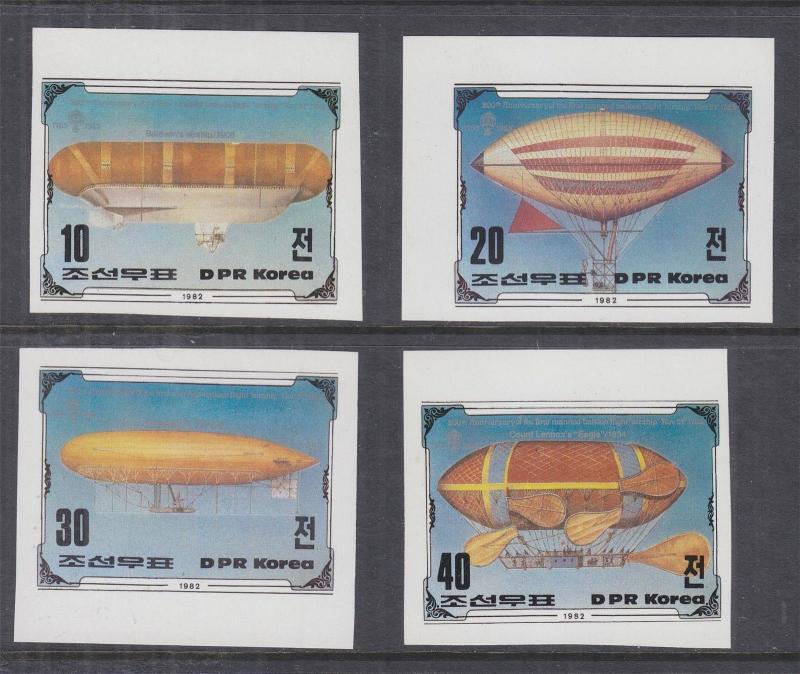 KOREA, 1982 Bicentenary of Manned Flight set of 4, IMPERF., mnh.