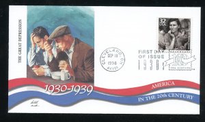 US 3185m Celebrate Century 1930s, US depression UA Fleetwood cachet FDC