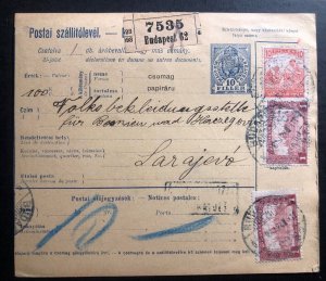 1918 Budapest Hungary Parcel Receipt Stationery Cover To Sarajevo