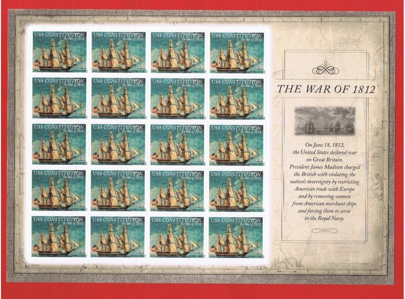 #4703-4805-4921-4952  MNH S/A sheets of 20  War of 1812 complete