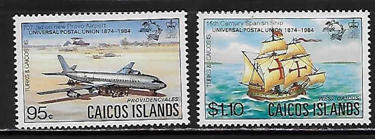 Caicos Islands 47-48 110th UPU set MNH