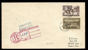 ?COCAGNE, N.B. Keyhole Registration handstamp 1952 cover Canada