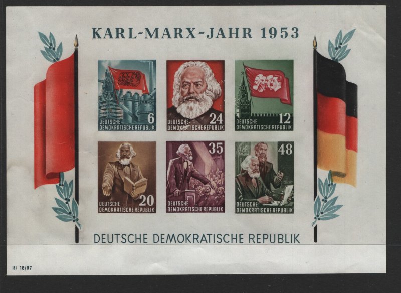 DDR, 144A, NO GUM, SOUVENIR SHEET, 1953, KARL-MARX-JAHR 1953