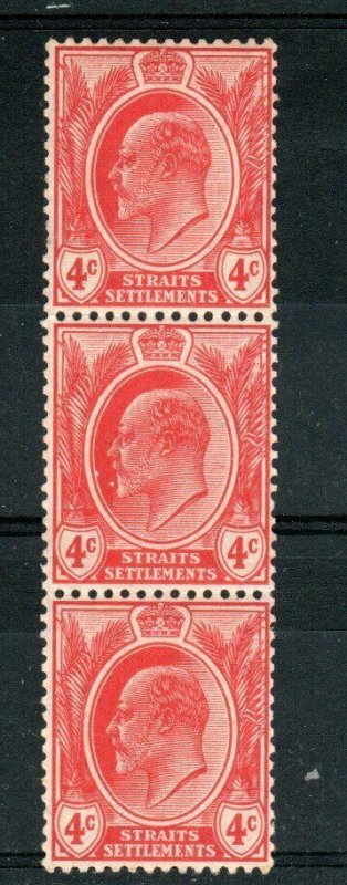 Malaysia - Straits Settlements 1907 4c MNH strip of 3