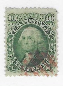 US # 68a 10c,Washington,  dark green (U) red cancellation  CV. $100.00