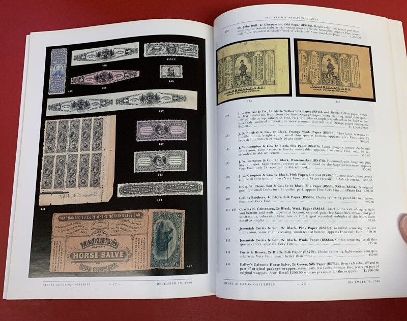 Henry Tolman, U.S. Revenue Stamps Part 3, R.A. Siegel, Sale #926, Dec. 19, 2006 