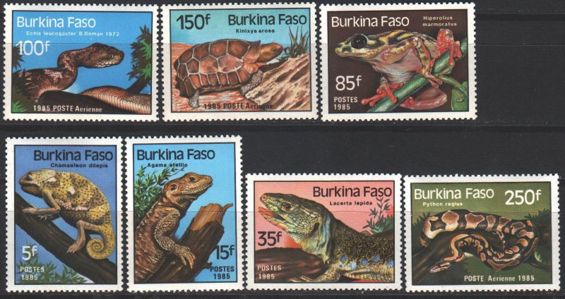 Burkina Faso. 1985. 1005-11. Reptiles, frogs, lizards fauna. MNH.