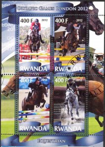 {g062} Rwanda 2012 Olympics Equestrian Horses sheet Used / CTO