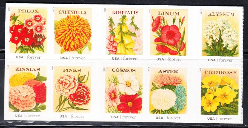 U.S.A. # 4754-4763 Mint NH Block of 10 from booklet - Seeds