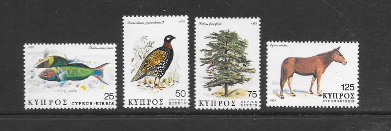 CYPRUS #516-19 FISH, BIRDS MNH