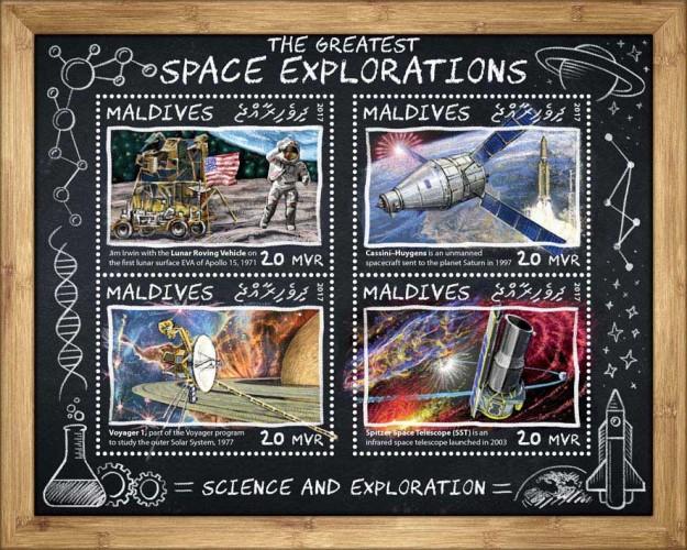 MALDIVES - 2017 - Greatest Space Explorations - Perf 4v Sheet - MNH