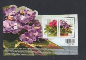 Canada #2376  (2010 African Violets Flowers sheet of 2)  VFMNH CV $3.40