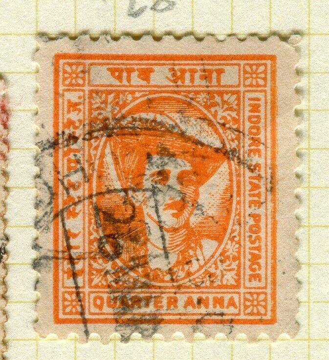 INDIA; INDORE 1927 early pictorial issue fine used 1/4a. value
