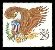 PCBstamps   US #2595 Bk Sgl 29c Liberty & Eagle, brown, MNH, (3)