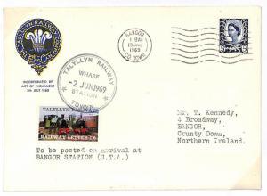 GB REGIONAL Wales 1969 TALYLYNN RAILWAY STAMP Cover *Bangor Wharf* Station DA165 