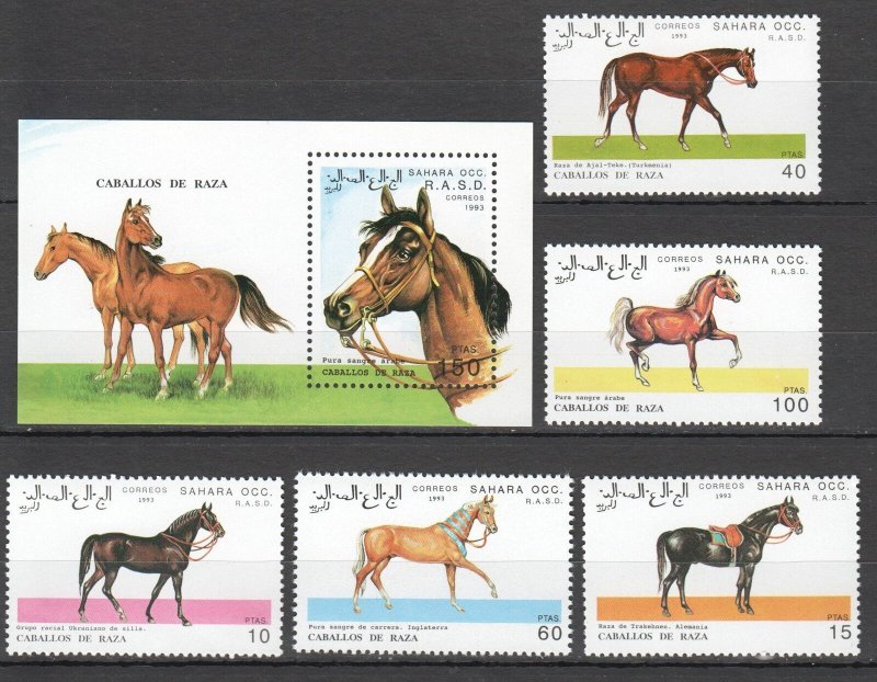 Wb311,118 1993 Sahara Fauna Farm Animals Horses 1Set+1Bl Mnh