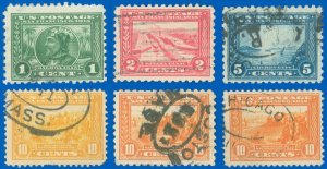 US SCOTT #397-400A, #404 Panama-Pacific Lot/6, Used-F/VF, Great! SCV $140.50! SK