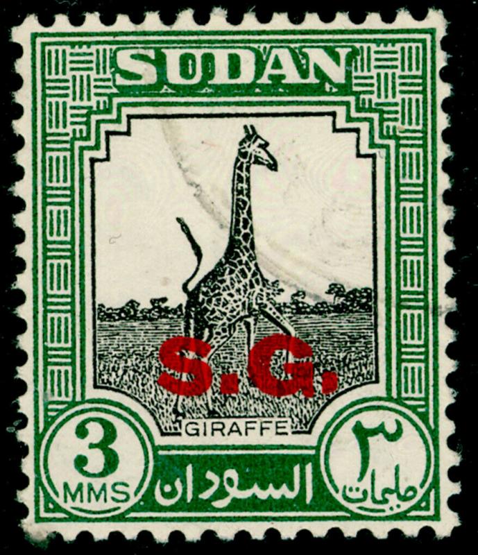 SUDAN SGO69, 3m black & green, FINE USED. Cat £23.