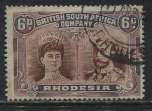 Rhodesia KGV 1905 Double Heads 6d perf 15 used