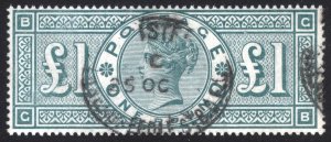 GB 1891 £1 Green Scott 124 SG 212 VFU Cat $800