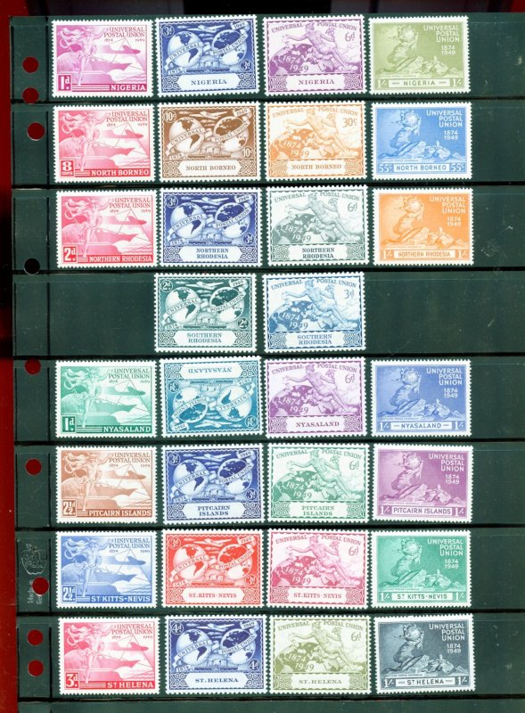 Great Britain COMMONWEALTH 1949 UPU  Complete EXCEPT FOR 2 Stamps STAMPS Mint NH