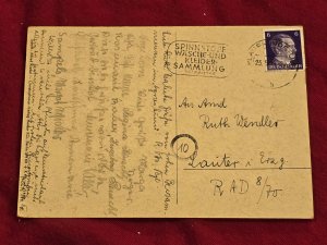 Nazi German Third Reich Postcard RAD VATERLAND w Adolf Hitler stamp WW2 WWII