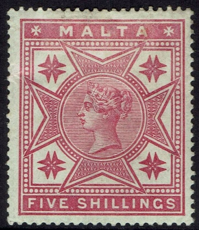 MALTA 1886 QV 5/- 