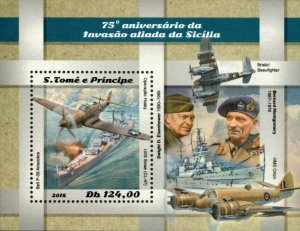 Sao Tome 2018 - World War II Invasion of Sicily, Eisenhower - Souvenir Sheet MNH